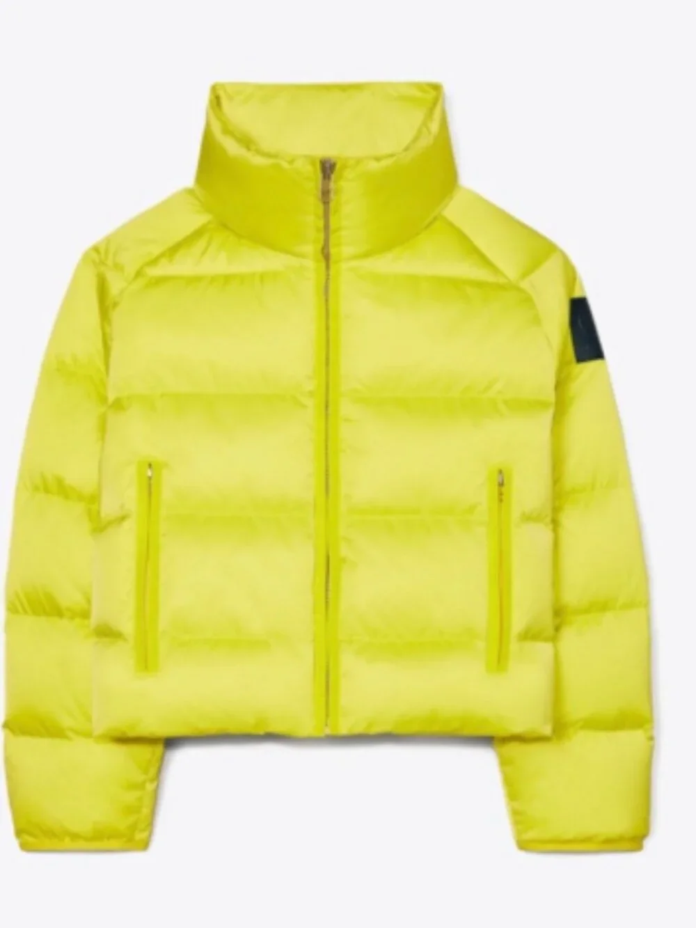Tory Burch Sport Yellow Puffer Jacket with Detachable Hood - Size Medium